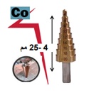 HSS Step Drill Straight Flute Cobalt Coated 04-25mm ( 11 steps )