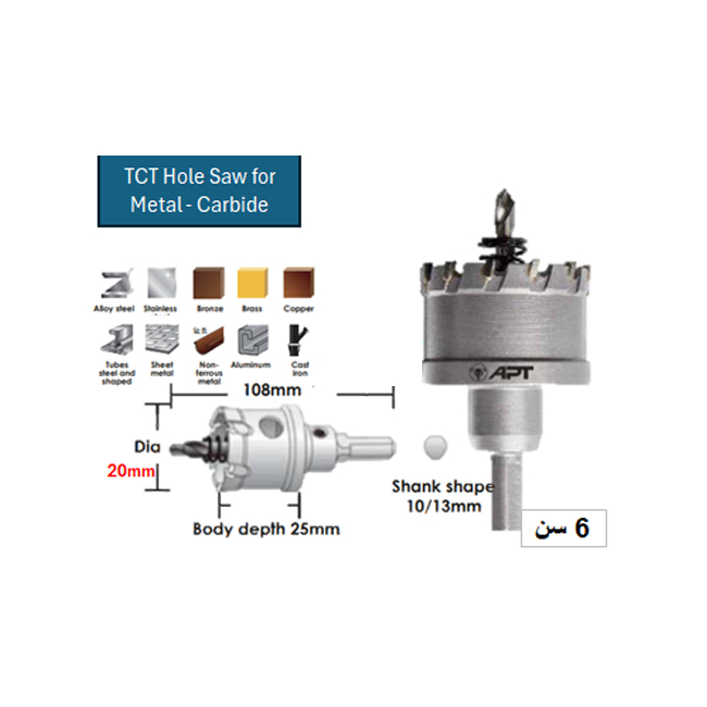 TCT Hole Saw for Metal 020mm-06 Carbide (LC-C070020)