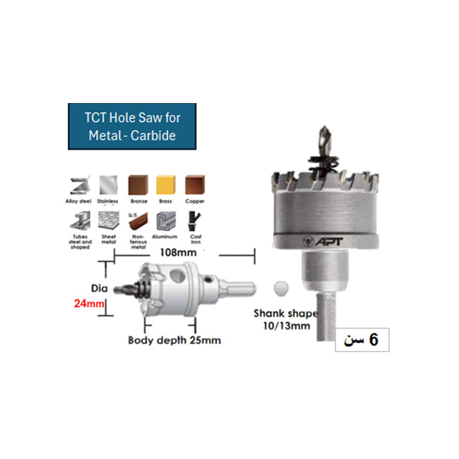 TCT Hole Saw for Metal 024mm-06 Carbide (LC-C070024)