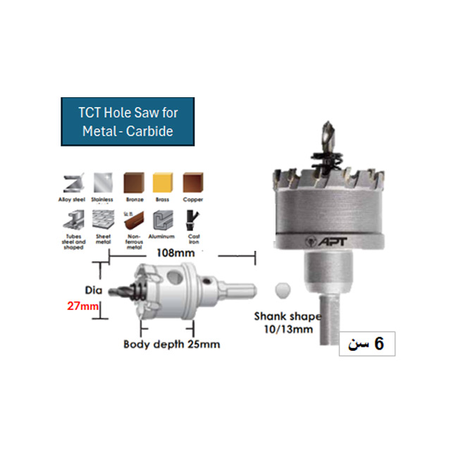 TCT Hole Saw for Metal 027mm-06 Carbide (LC-C070027)