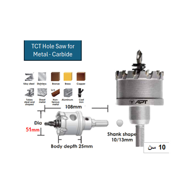 TCT Hole Saw for Metal 051mm-10 Carbide (LC-C070051)