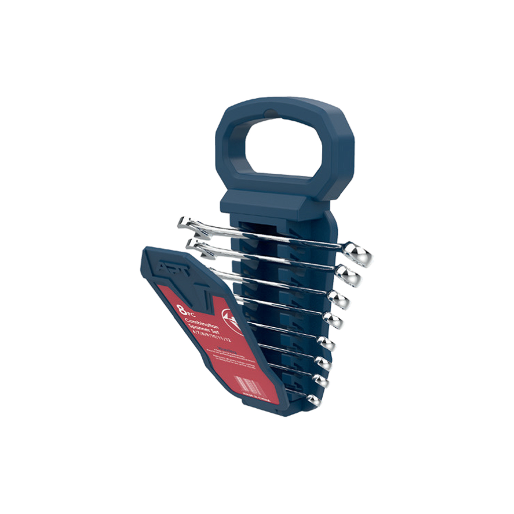 Combination Ratchet Wrench Bright Satin Finish Set 08Pcs APT Plastic Holder CR-V ( 8,10,12,13,14,17,19,22 ) ( DW321407-Set8 )