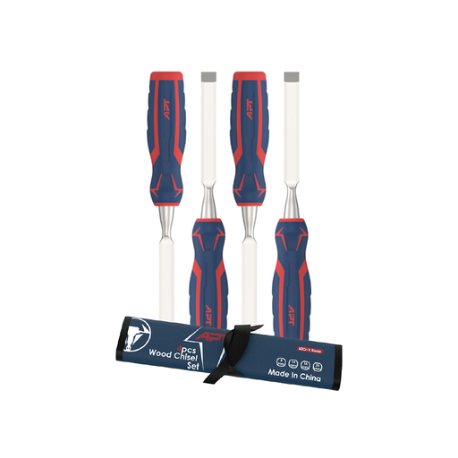 [PT1150221210004]  Handle 4Pcs ( 8-14-16-25 ) CR-V Plastic Hanger ( AH022121-4Pcs ) طقم أزميل سنسيل  خشب صلب يد إرجـو كروم فانديوم