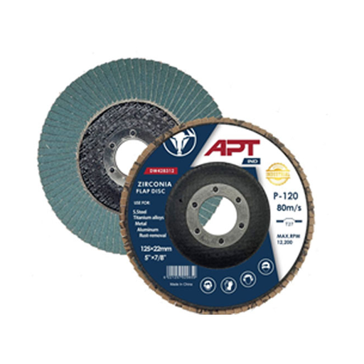 [PT960350429312] Zirconia Flap Disc Type 29 125x22.23mm Grit 120 Industrial  9+1 Layer 30x20x90 Flap Size Xwt Zirconia Cotton (DW429312)