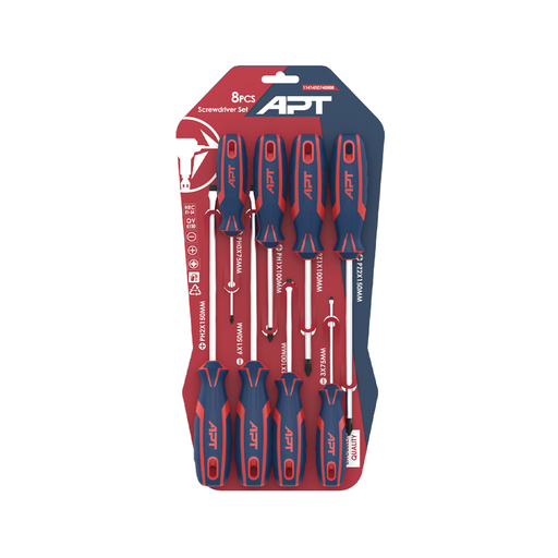 [PT1141450740008] 8 Pcs PP Card SL6x150-4x100-3x75,PH2x150-2x125-1x100-1x75-0x75 ( 540208 ) طقم مفكات 