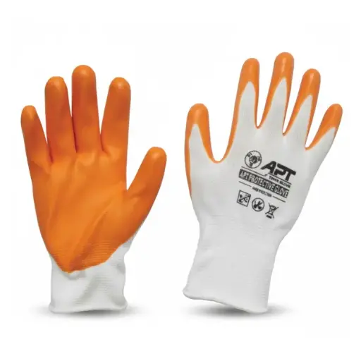 [PT8426520215047] Gloves 13 Stiches, Polyster+Nitrile, 38g, White, Oil Stamp, Size 10 40G ( G001-A10 ) كفوف 